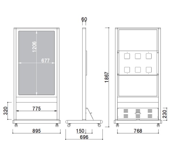 画像3: シャープ製55型ディスプレイ搭載｜屋内型デジタルサイネージ｜自立移動式タイプ｜ CM-556VTS (3)