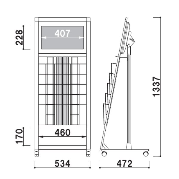 画像2: 18.5V型│カタログラック付デジタルサイネージ│CM-185KPR2│ブラック/ホワイト (2)