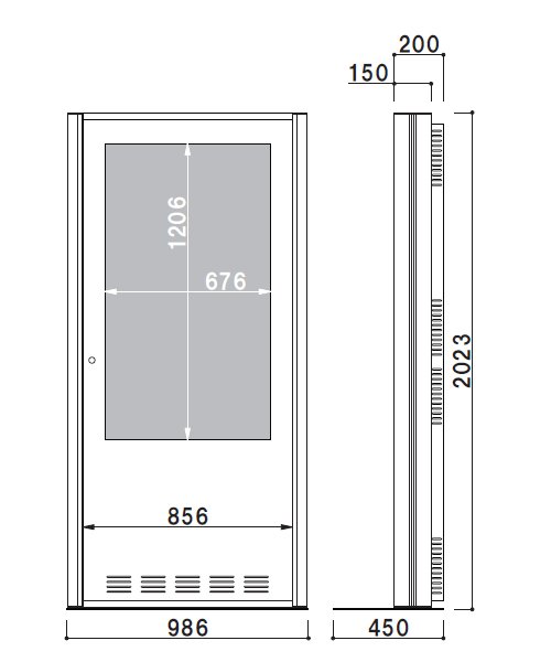 画像2: NEC製55型ディスプレイ搭載|屋内型デジタルサイネージ|壁寄せタイプ|CM-555HT (2)